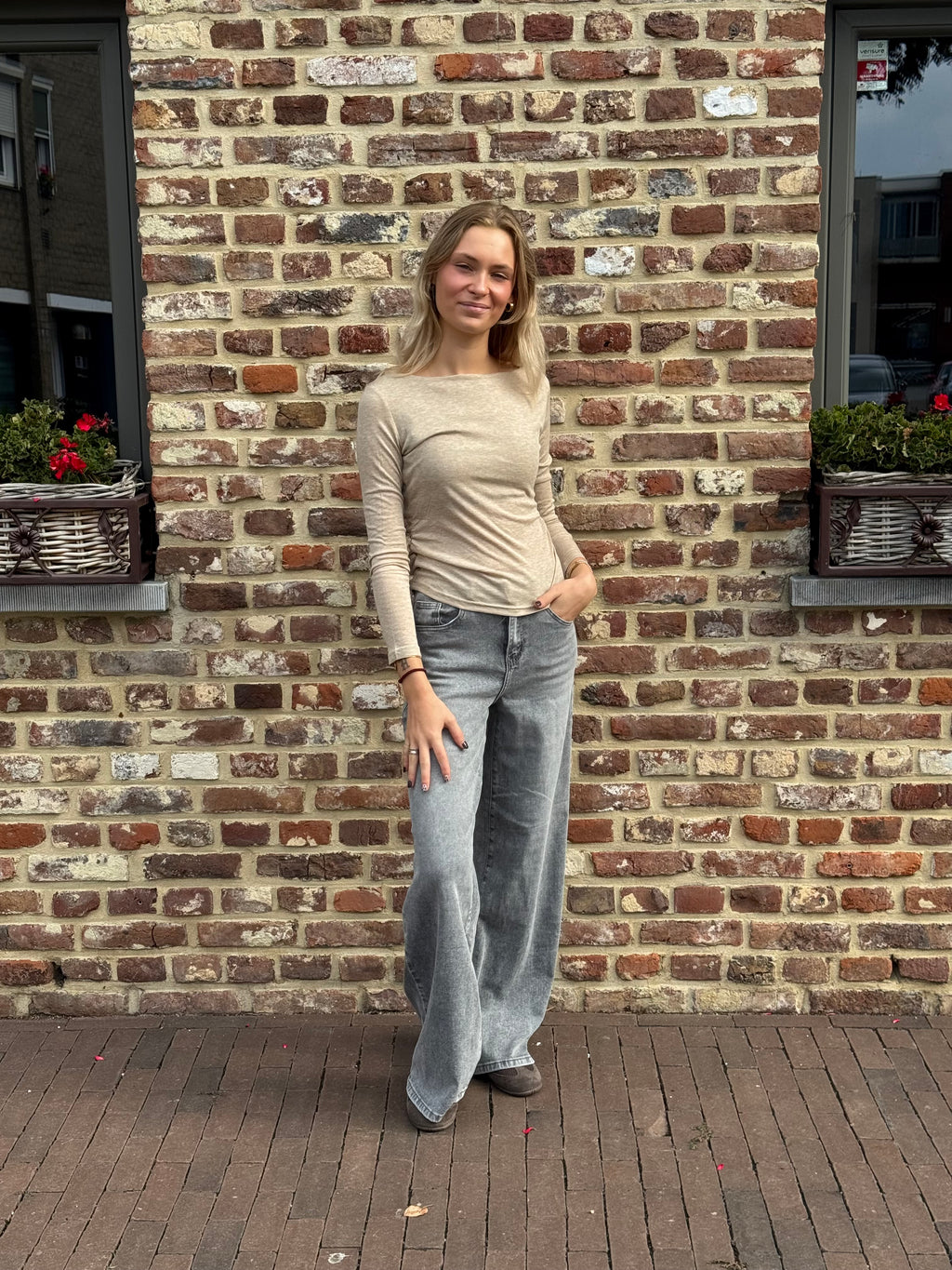 Eva Gedrapeerde Top - Beige