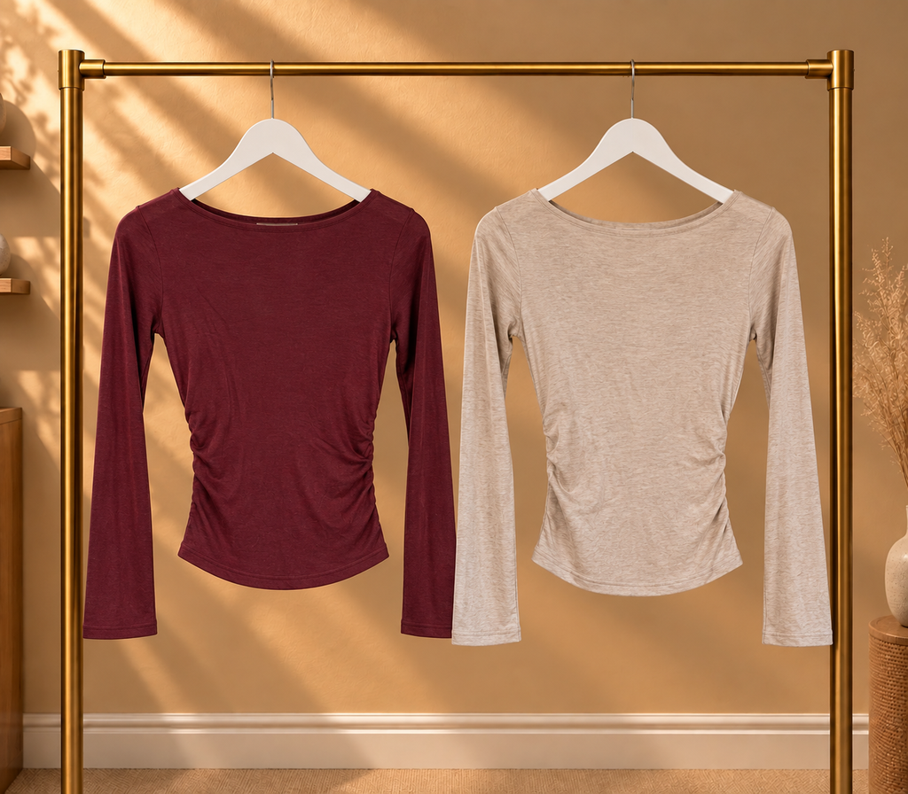 Eva Gedrapeerde Top - Beige
