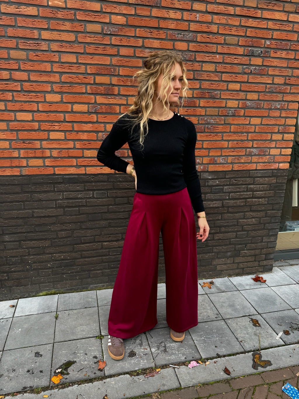 Flowy Wide Pants - Bordeaux