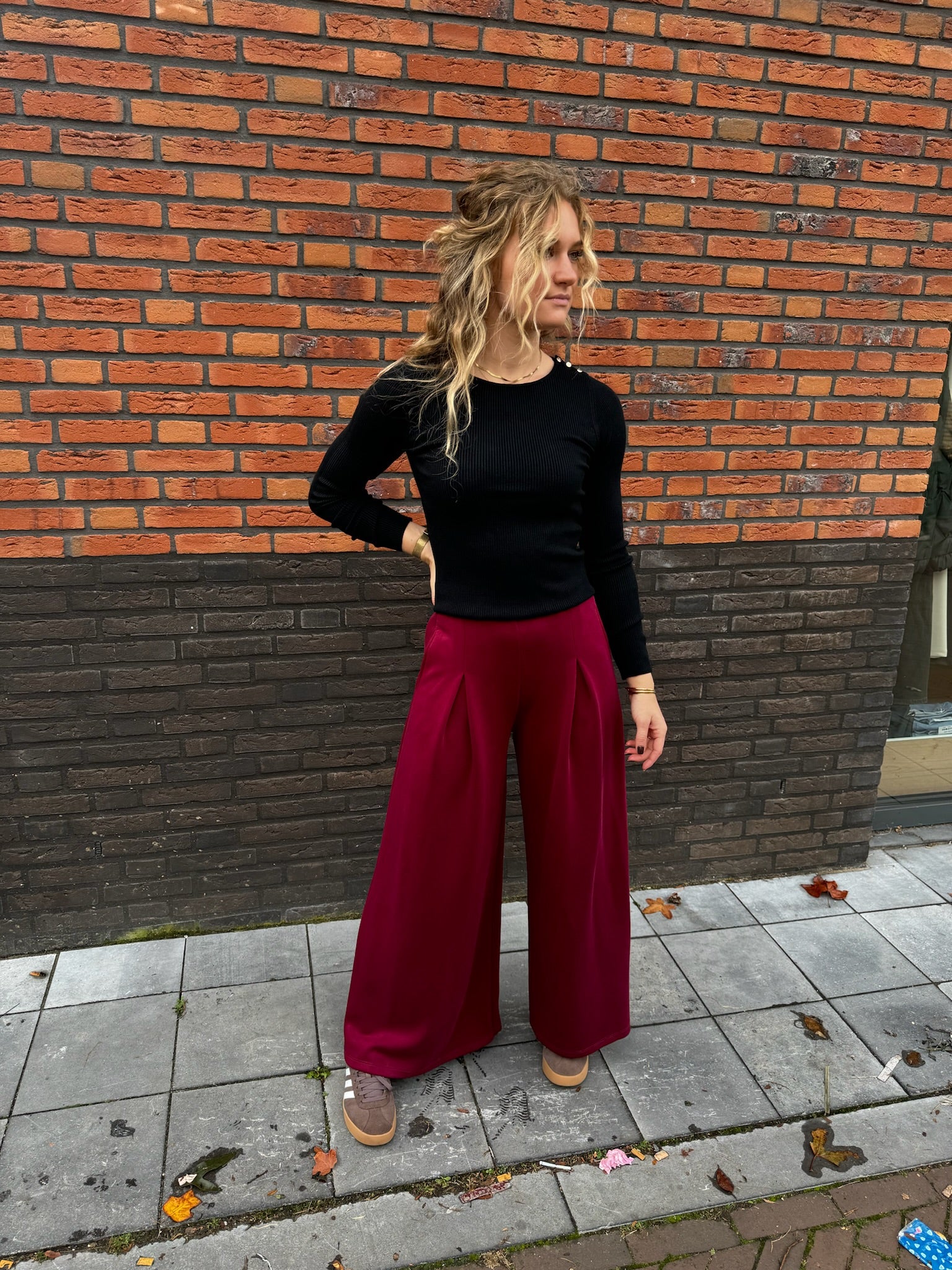 Flowy Wide Pants - Bordeaux