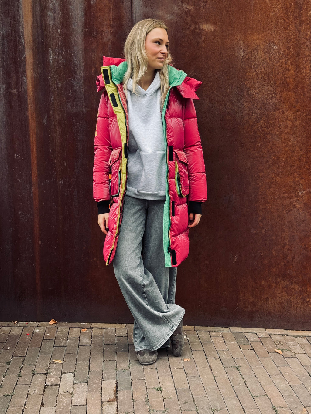 Fenna Lange Puffer Jas - Roze