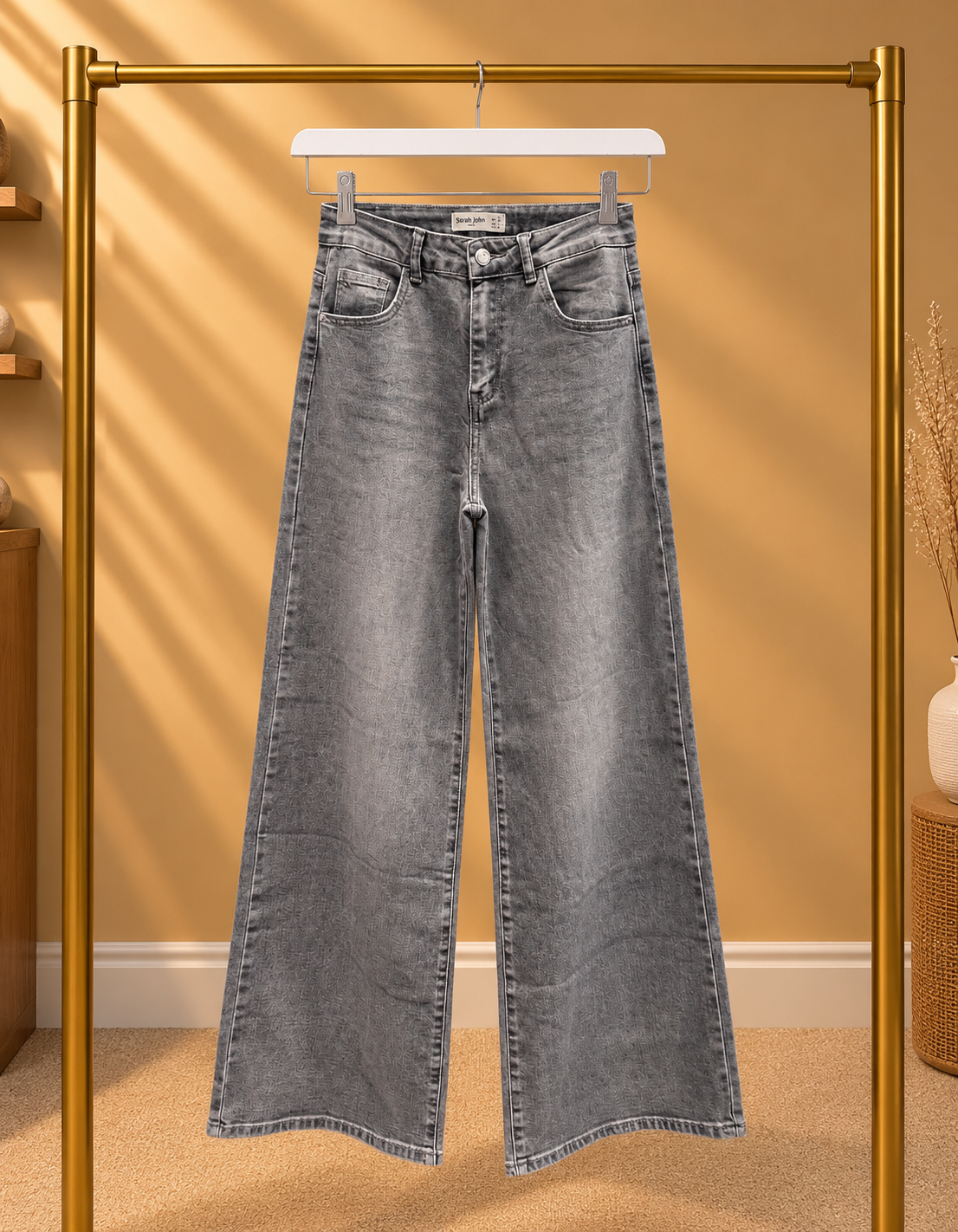Sienna Wide Leg Jeans - Grijs